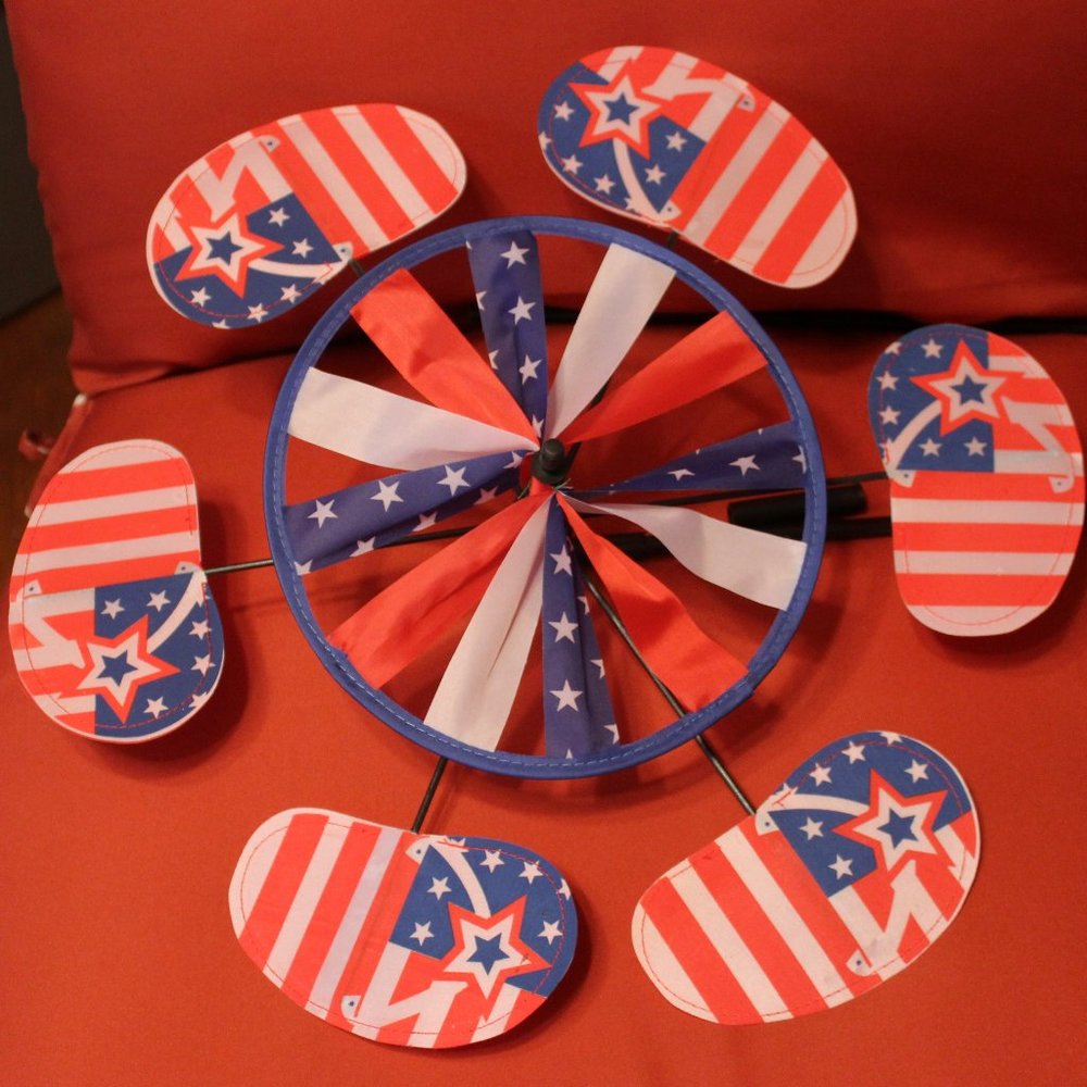 Evergreen Wind Spinner Stars and Strips Flip Flops